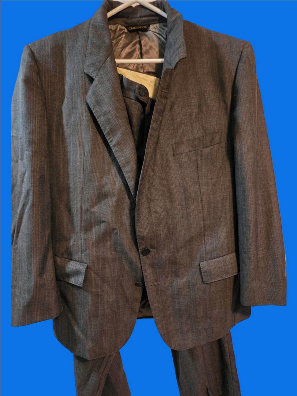 4/$97 Deal! Vintage Canadian Wool Gray Pinstripe Suit Jacket & Trousers